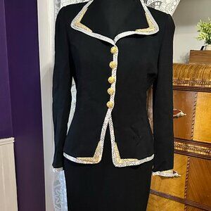 VINTAGE St. John Marie Grey Evening Collection Suit - BLING
